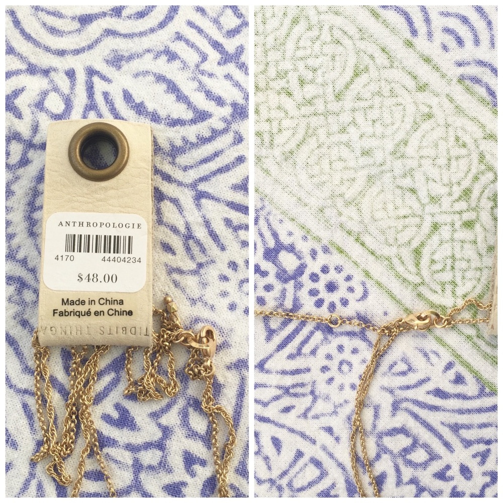 Anthropologie Gold Floral Layered Locket Necklace - Picture 6 of 8